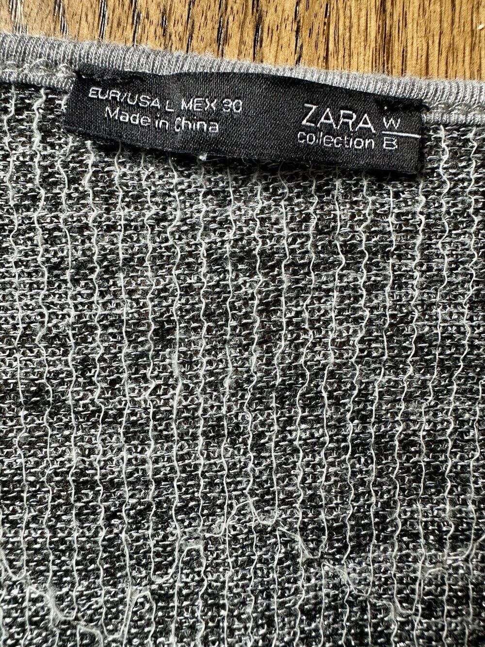 ZARA WOMEN'S HEATHER GRAY THIN KNIT LONG PUFF SLEEVE SEQUIN‎ MINI DRESS Sz Large - Picture 11 of 11